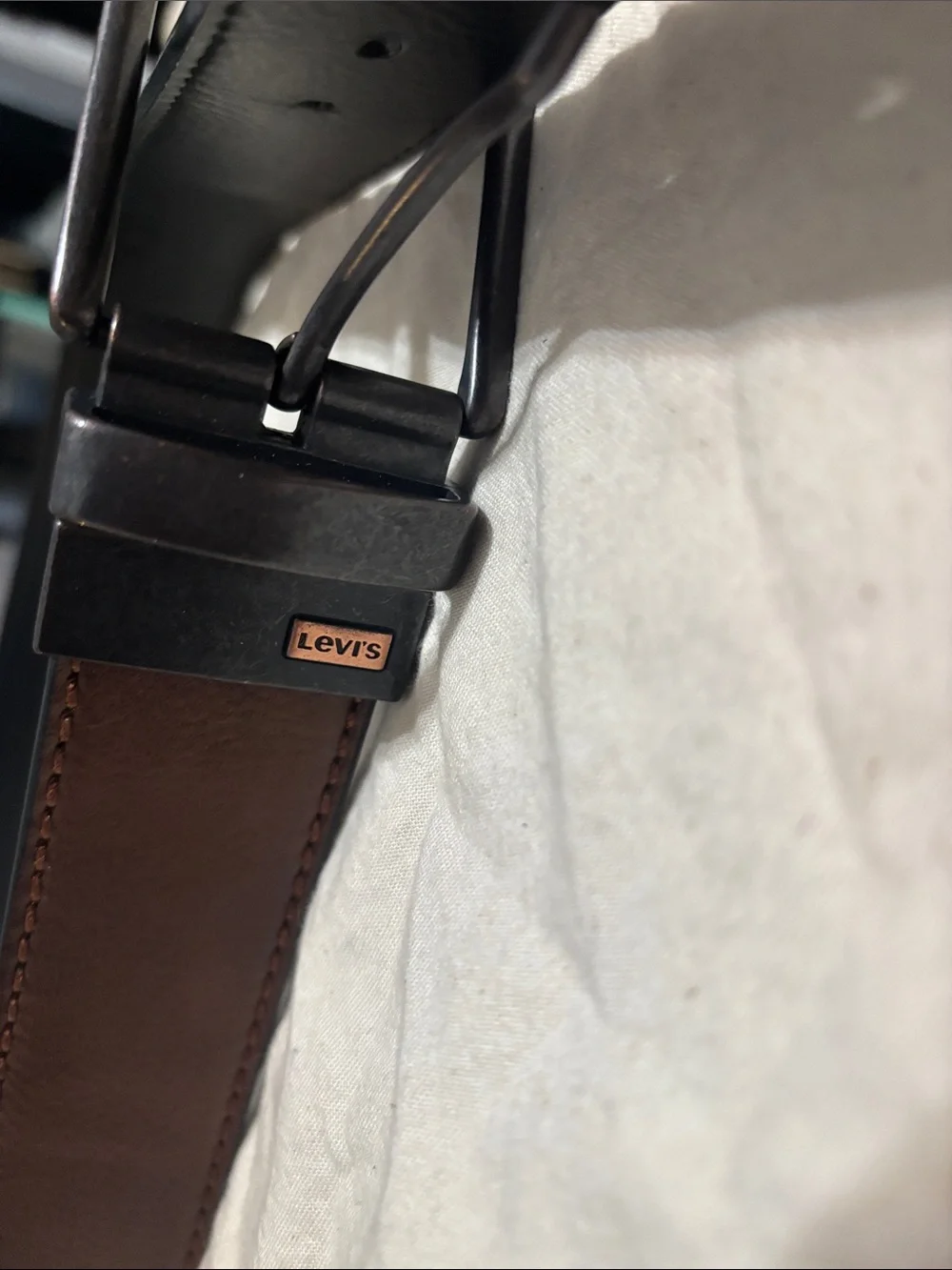 Levi's Brown Leather Belt with Matte Black Buckle
